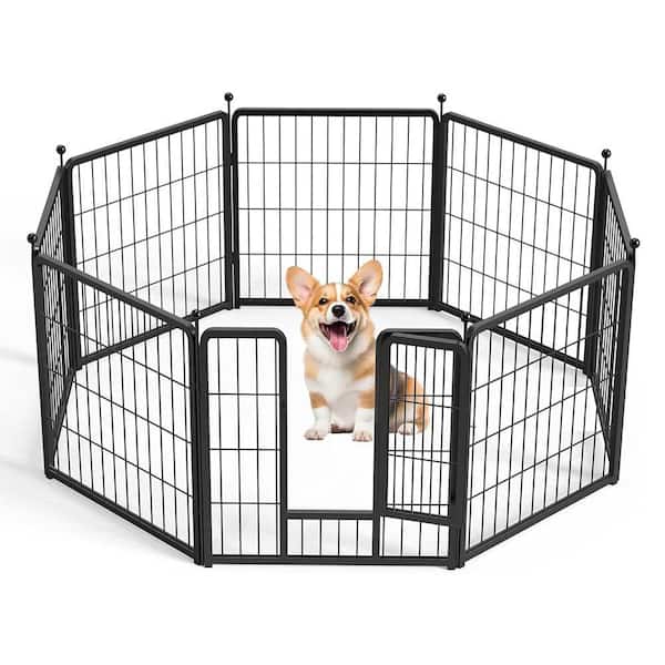 24 in. Heavy Duty Metal Garden Fence Pet Playpen for Indoor and Outdoor Use