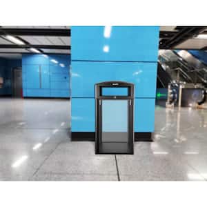 40 Gal. Transparent Panel Stainless Steel Vented Commercial Outdoor Garbage Trash Can with Lid