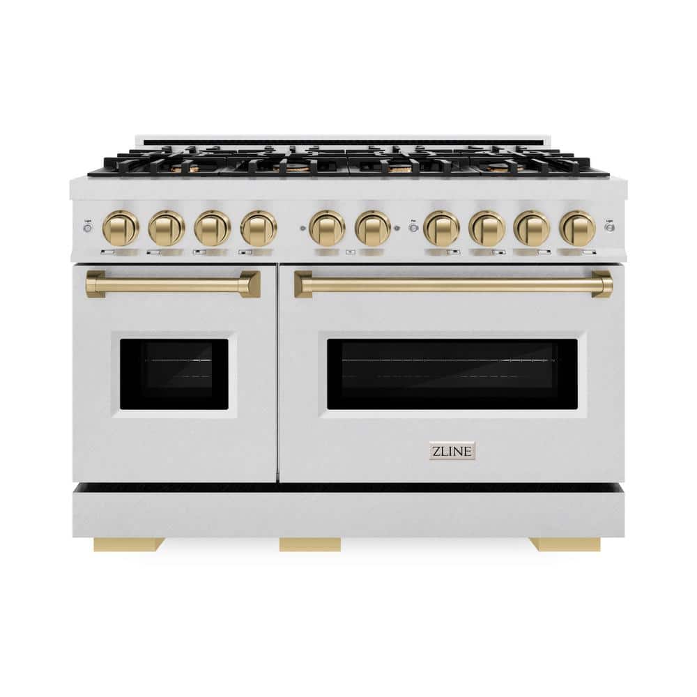 Autograph 48 in. Classic Double Oven Dual Fuel Range with 8 Burner Gas Cooktop in Satin Steel and Bronze Accents price history on PriceWatchPro
