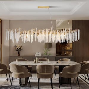 20-Light Gold Chandelier, Luxury Flush Mount Chandelier with K9 Crystal, for Dining Room, Living Room, Kitchen and Foyer