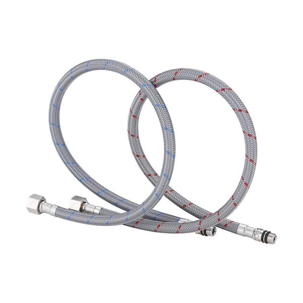 (2 Pack) 16 in. 3/8 in. Female Compression x M10 Male Connector Braided Nylon Faucet Supply Line