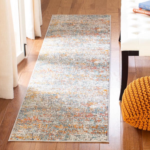 Madison Gray/Orange 2 ft. x 12 ft. Abstract Gradient Runner Rug