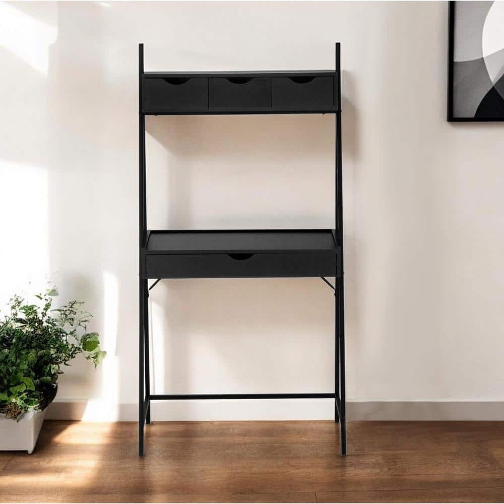 31.5 in. Rectangular Black Metal 4-Drawer Computer Desks