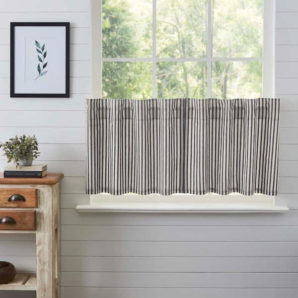 VHC BRANDS Ashmont 36 in. W x 24 in. L Light Filtering Tier Window Panel in Gray Vintage White Pair