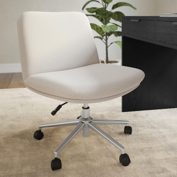 Eloise Fabric Cushioned Office Chair in Grey White/Polished Nickel