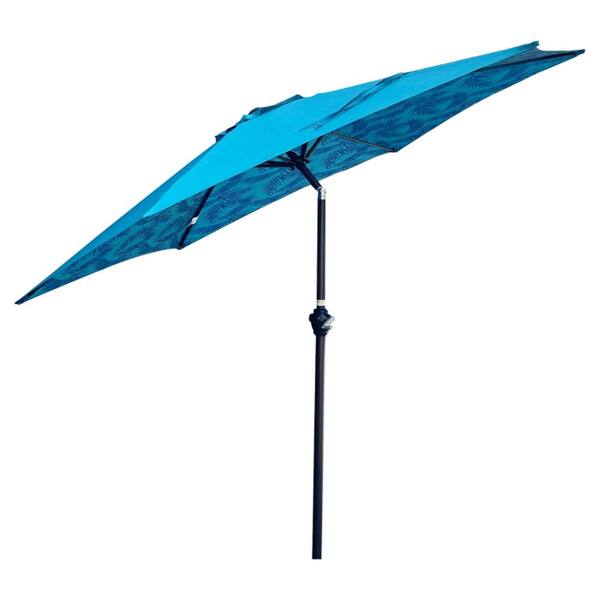 9ft Patio Umbrella With Cyan Ice Pattern, Suit for Poolside