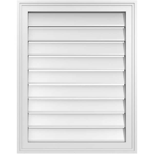 Ekena Millwork 22" x 28" Vertical Surface Mount PVC Gable Vent: Functional with Brickmould Frame