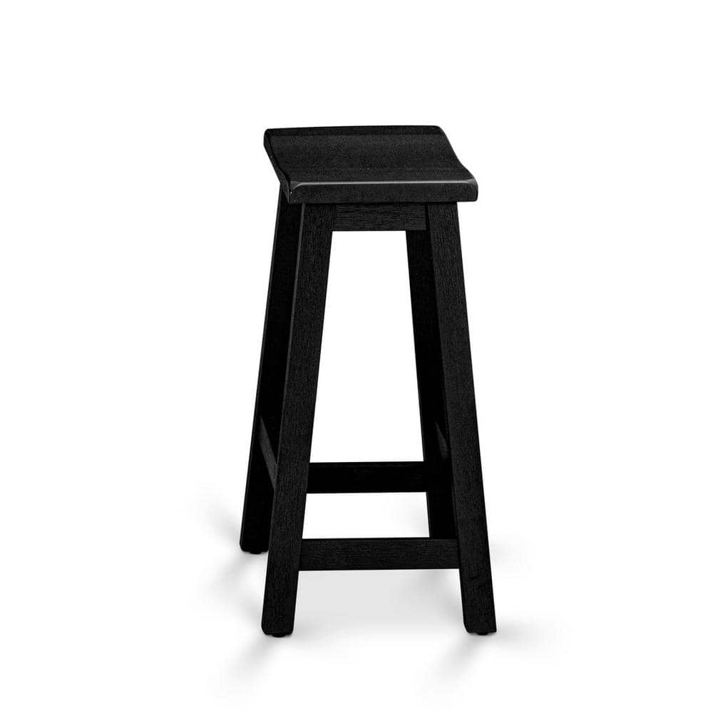 Wire Brushed Black Solid Wood Counter Height Dining Set with Bench and Stools