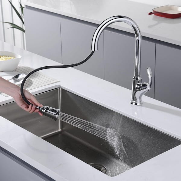 Ultra Faucets Stilleto Pull Down Single Handle Kitchen Faucet UF15000