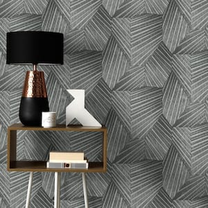 ELLE Decoration Collection Black/Silver Triangle Design Vinyl on Non Woven Non Pasted Wallpaper Roll (Covers 57 sq. ft.)