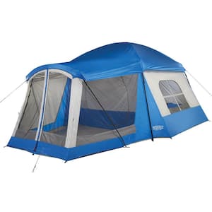 Klondike 8-Person Polyester 16 ft. x 11 ft. 3-Season Screen Room Camping Tent in Blue