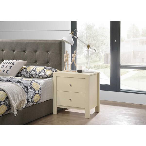 AndMakers Burlington 2-Drawer Beige Nightstand (25 in. H x 22 in. W x 17 in. D)