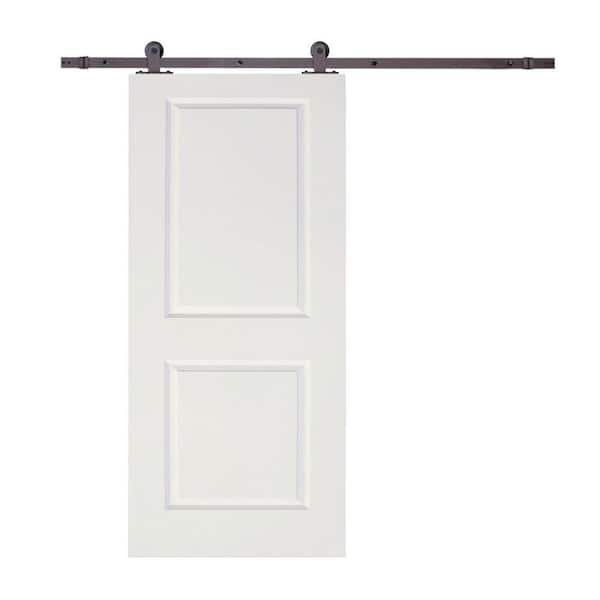 CALHOME Top Mount Door Track Hardware and 36 in. White Primed MDF ...