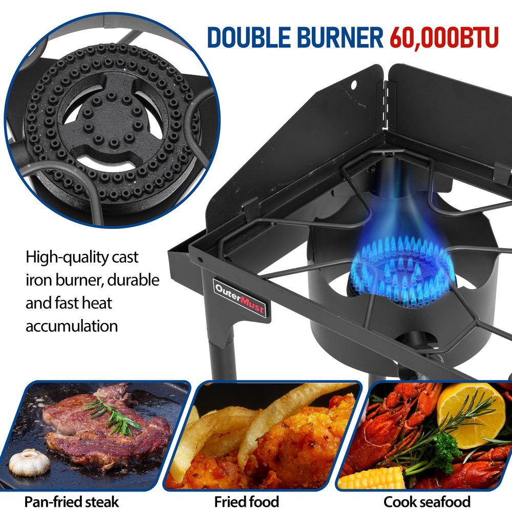 Black Double Burner Outdoor Propane Stove