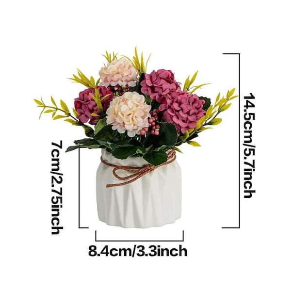 6 in. Multi-Colored Indoor Artificial Hydrangea Flowers in Ceramic