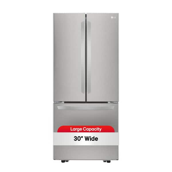 30 in. W 22 cu. ft. French Door Refrigerator with Ice Maker in Stainless Steel