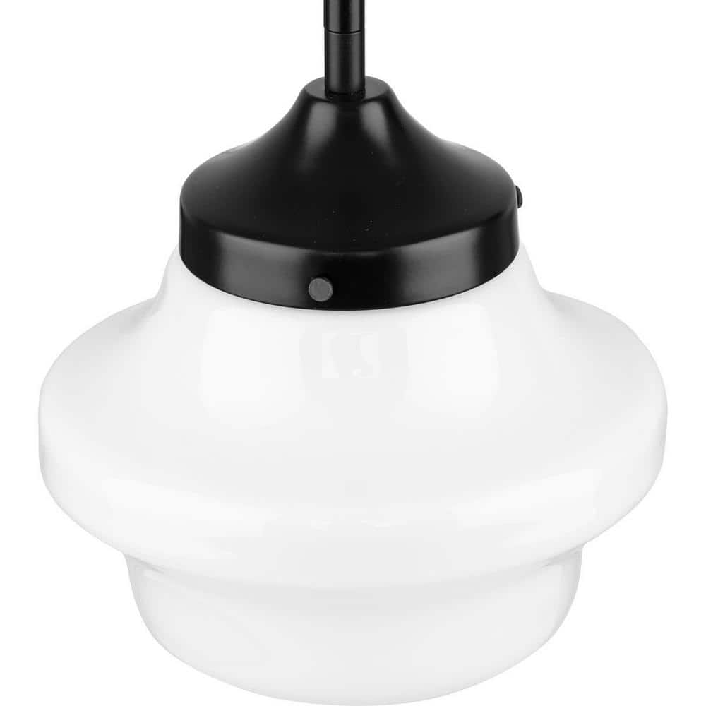 Matte Black and White Glass Farmhouse Mini Pendant Light