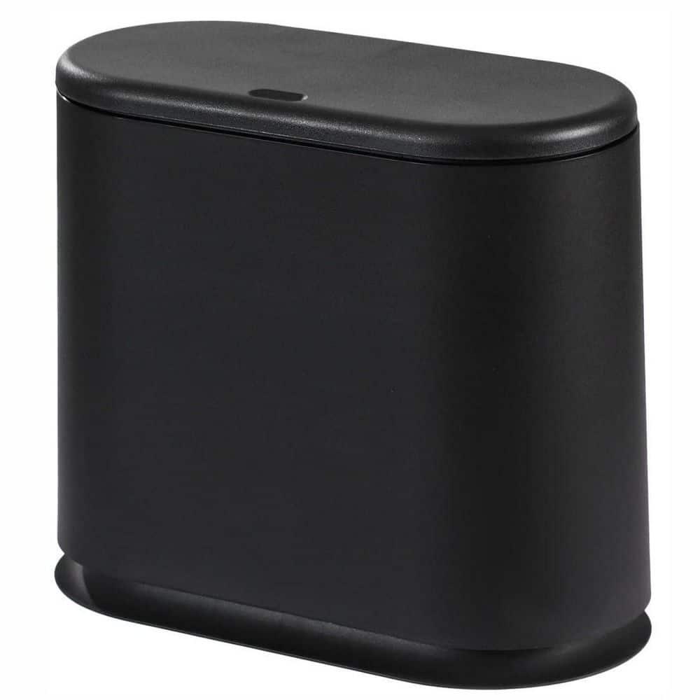 Dracelo 2.1 Gal. Slim Bathroom Plastic Trash Can with Press Top Lid in ...