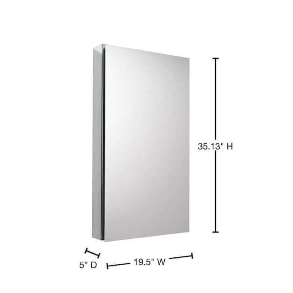 20 in. W x 36 in. H x 5 in. D Frameless Recessed or Surface-Mounted Bathroom Medicine Cabinet 20 in. W x 36 in. H x 5 in. D Frameless Recessed or Surface-Mounted Bathroom Medicine Cabinet