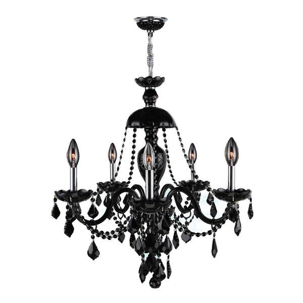 Worldwide Lighting Provence Collection 12-Light Chrome with Black Crystal Chandelier