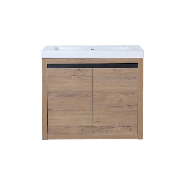 WELLFOR 24 in. W x 18-1/8 in. D x 20-1/2 in. H Bath Vanity in Imitative Oak with White Cultured Marble Top