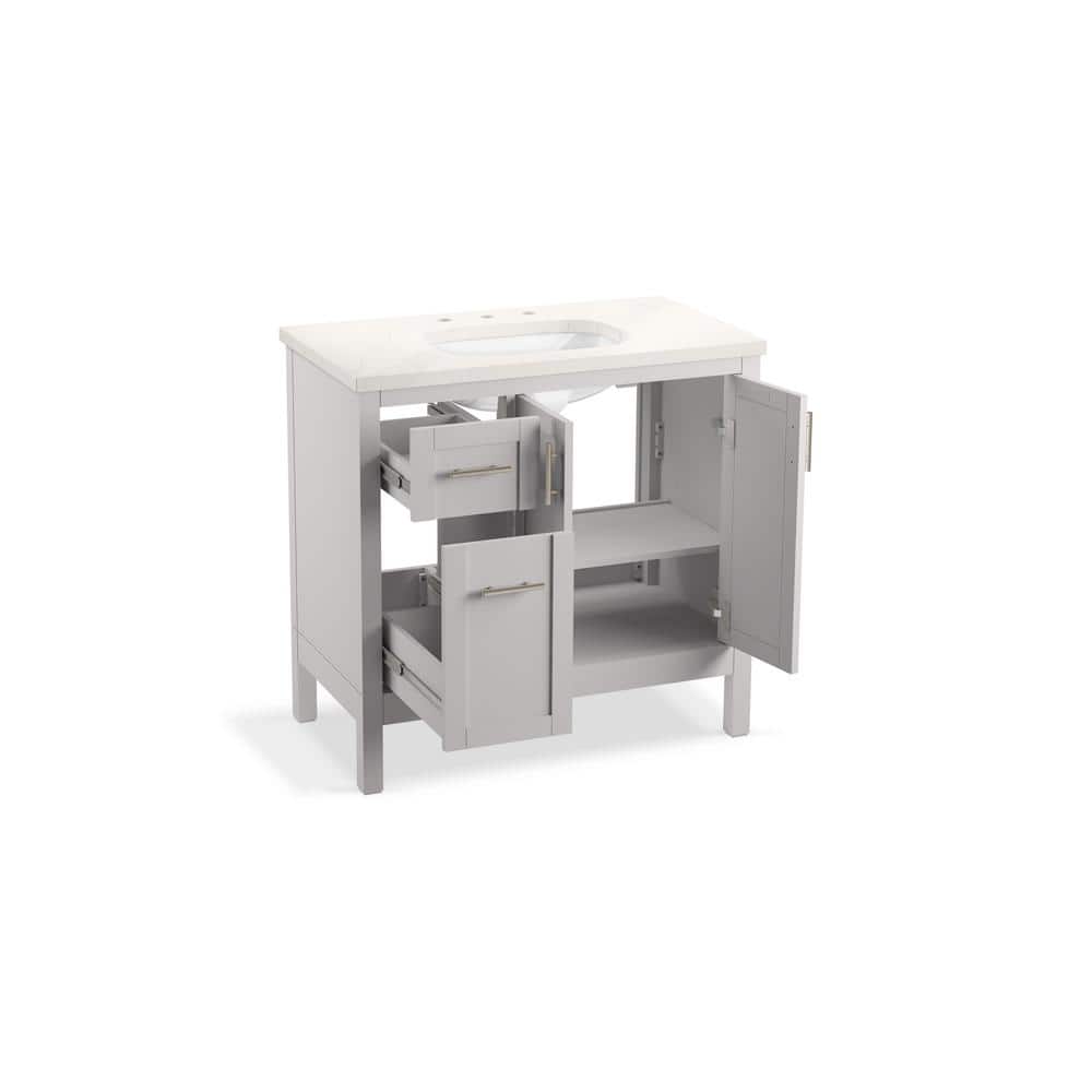 37" Atmos Grey Single Bathroom Vanity Set with Quartz Top