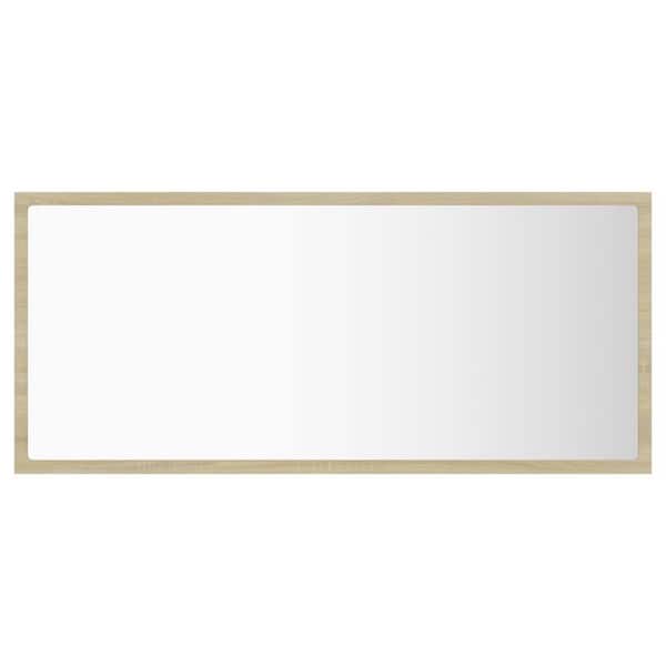 Unbranded 35.4 in. W x 14.6 in. H Rectangular Wood Framed Wall Mount LED Modern Decor Bathroom Vanity Mirror