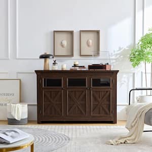 53 in. x 15.35 in. x 35 in. Espresso Vintage MDF Storage Cabinet with 3-Doors