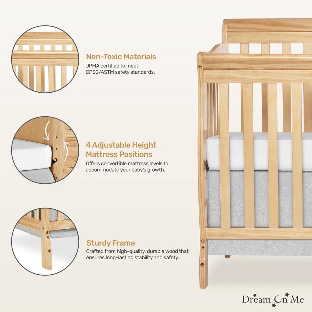 Natural Pine 5-in-1 Convertible Crib with Changer