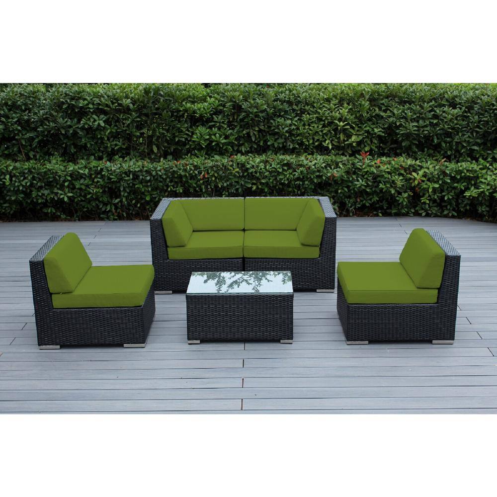 Black 5-Piece Wicker Patio Seating Set with Sunbrella Macaw Cushions price history on PriceWatchPro