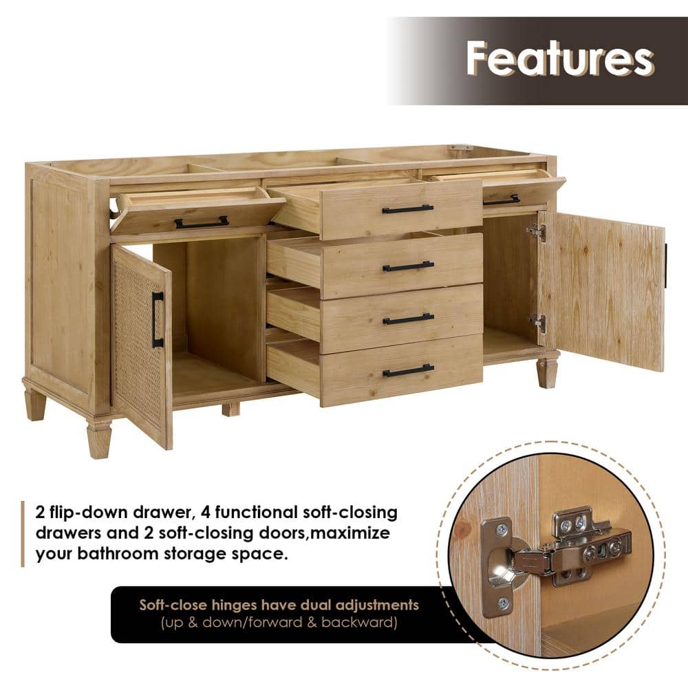Solana 72" Weathered Fir Vanity with Calacatta Quartz Top