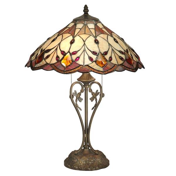 Dale Tiffany 24 in. Antique Bronze Marshall Table Lamp with Tiffany Art Glass Shade