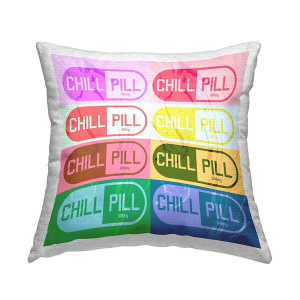 Stupell Industries Chill Pill Varied Pop Style Blocked Pattern Multi-Color Square Outdoor Throw Pillow