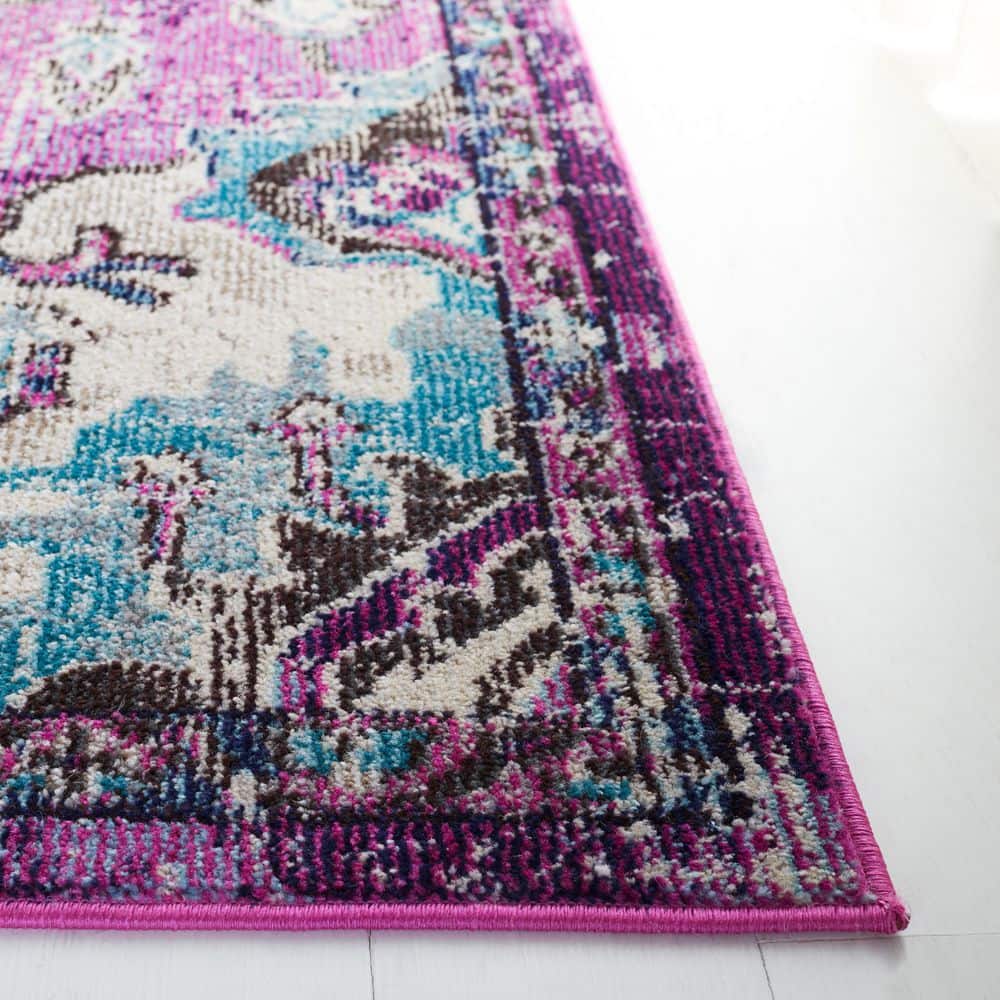 Elinor Light Blue Synthetic 6' Square Easy-Care Area Rug