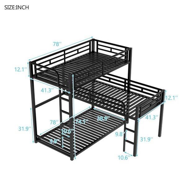 L Shaped Metal Triple Bunk Bed, How To Put A Metal Triple Bunk Bed Together