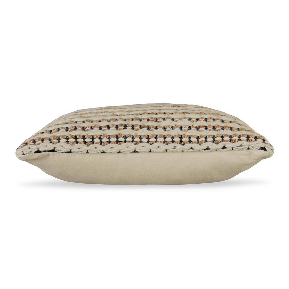 Nealington 20" Square Wool and Jute Striped Pillow