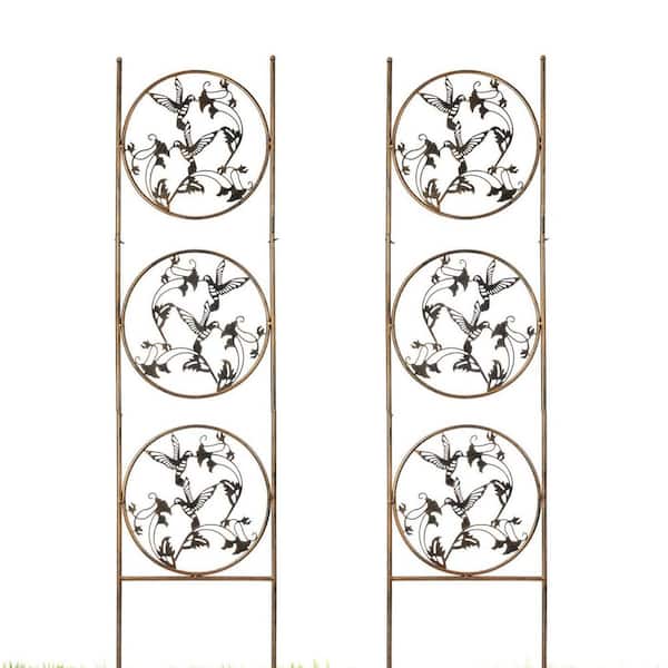 55 in. H x 12.4 in. W Set of 2 Hummingbird Metal Garden Trellis
