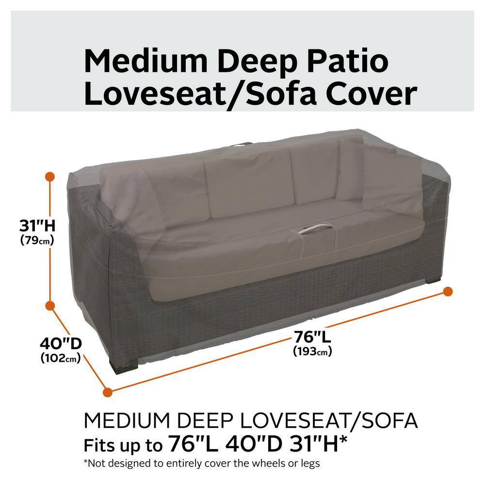 Medium Dark Taupe Water-Resistant Patio Loveseat Cover