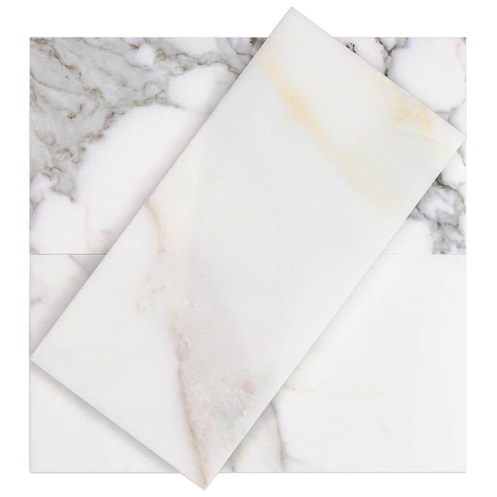 Calacatta 6" x 12" Glossy Marble Look Subway Tile