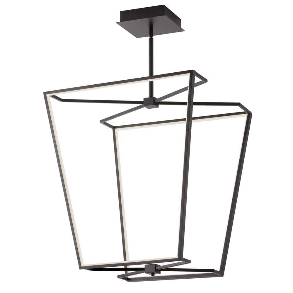 Modern Black LED Cage Ceiling Chandelier with Dimmable Light