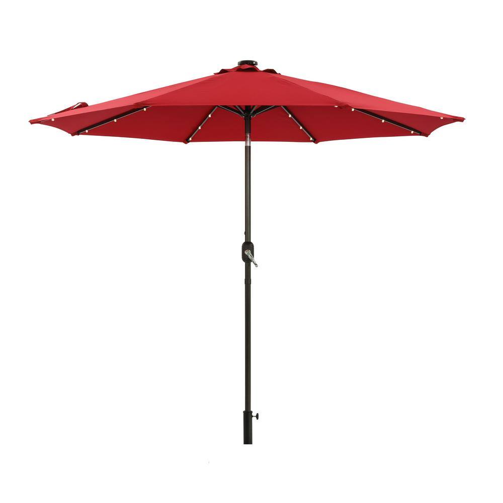 Sturdy 9 ft. Aluminum Market Solar Patio Umbrella in Red
