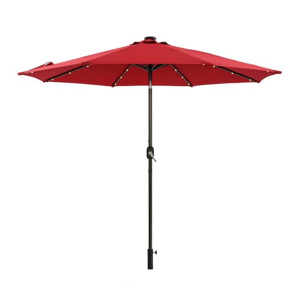 Unbranded Sturdy 9 ft. Aluminum Market Solar Patio Umbrella in Red