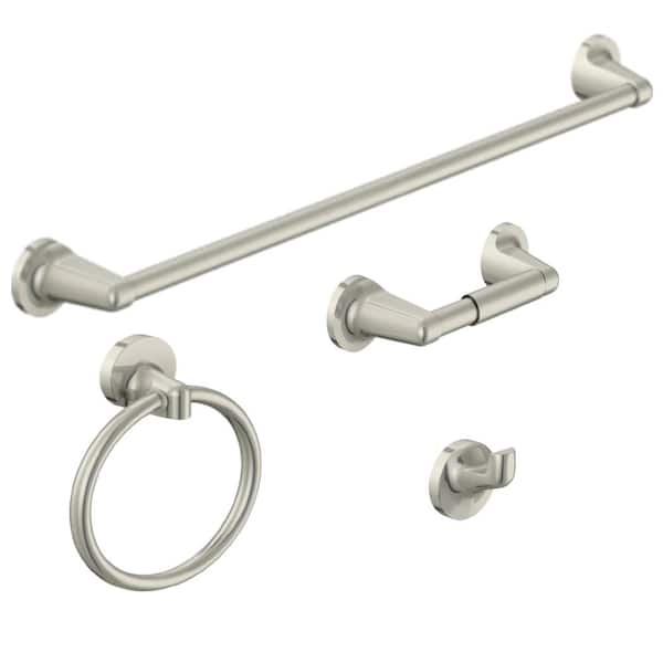 Design House Alta Bay 4-Piece Bathroom Hardware Accessory Kit in Brushed Nickel