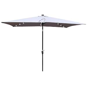 10 x 6.5 ft. Light Grey Outdoor Market Patio Umbrella - Solar LED, Fade-Resistant, UV and Water-Resistant