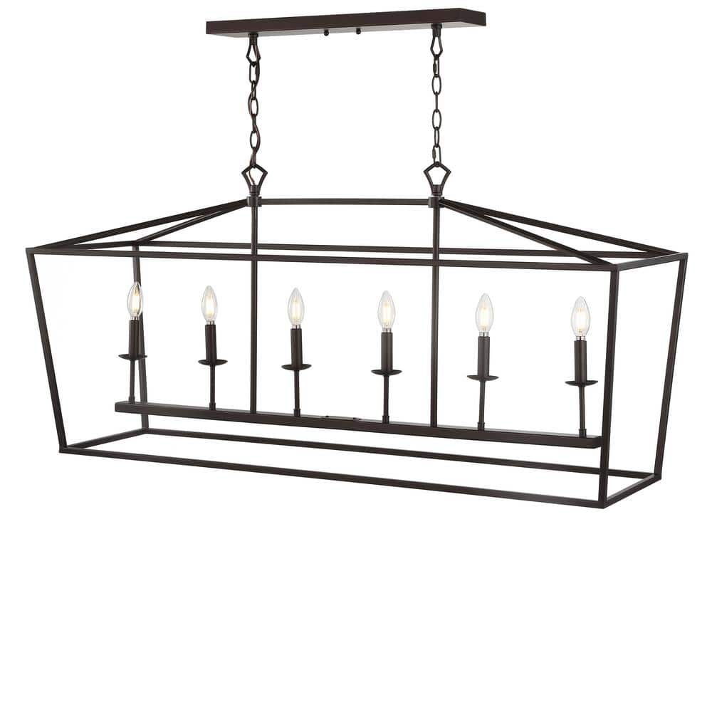 Pagoda 49" Oil Rubbed Bronze LED 6-Light Farmhouse Lantern Pendant