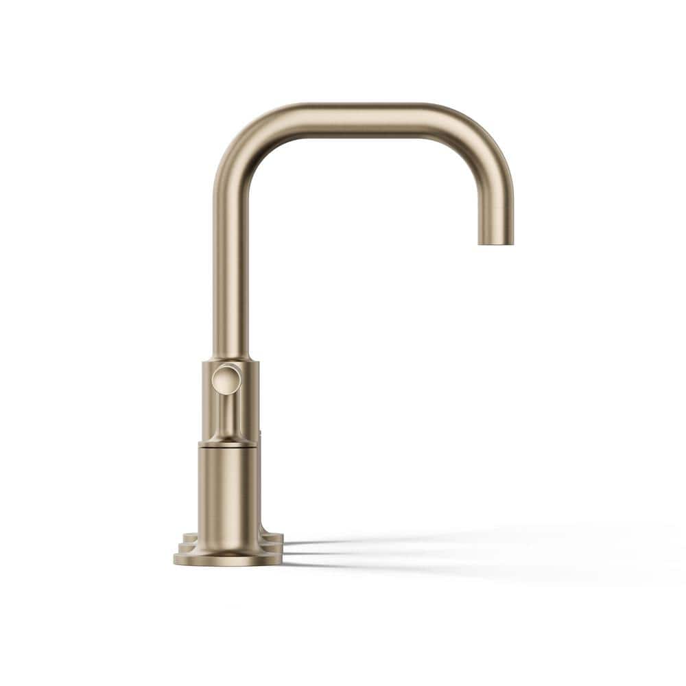 Purist Brushed Bronze Widespread Bathroom Faucet with Drain Assembly