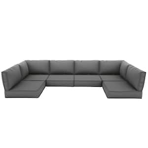 26 in. x 26 in. x 4 in. (14-Piece) Deep Seating Outdoor Lounge Chair Sectional Cushion Grey