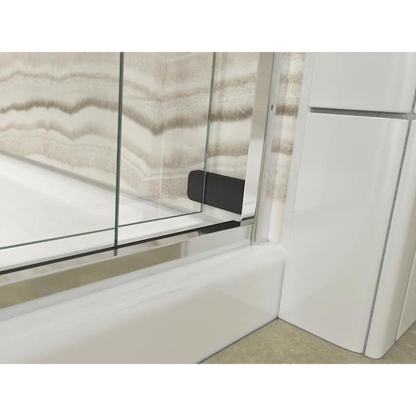 Levity 45-48 in. W x 74 in. H Frameless Sliding Shower Door in Matte Black with 1/4 in. Thick Clear Glass