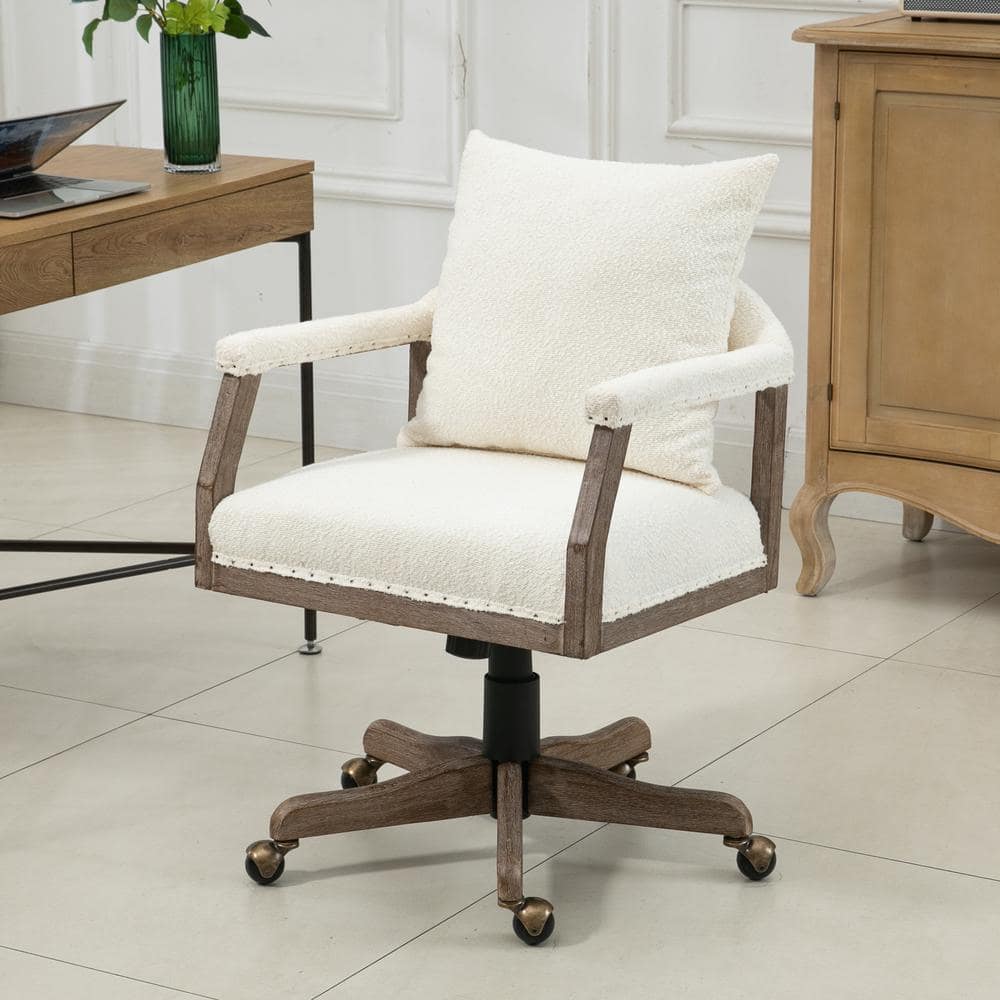 Farmhouse desk deals chair with wheels