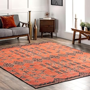 Quincy Machine Washable Rust 7 ft. x 9 ft. Persian Cotton Area Rug